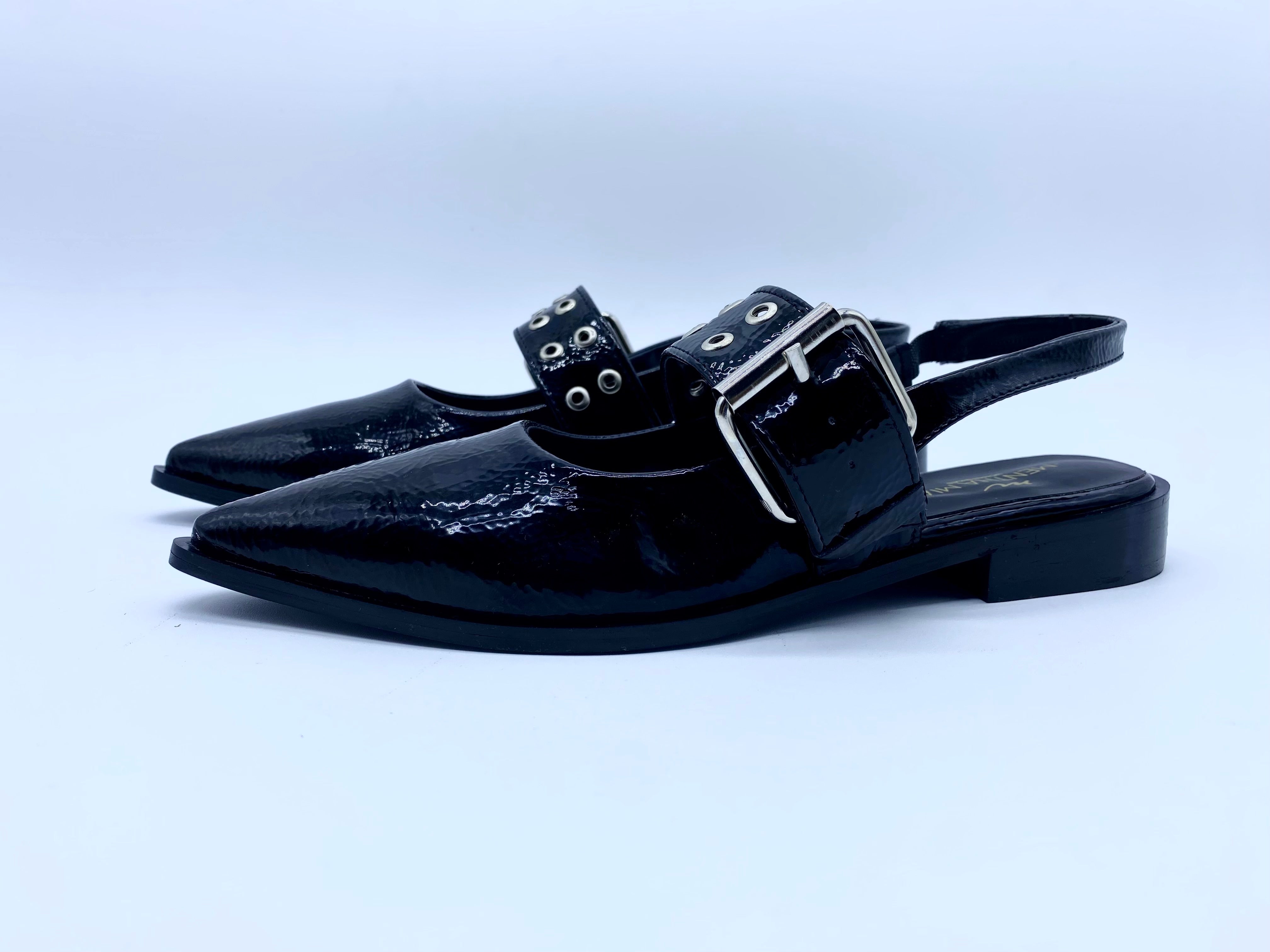 Flats Negro Ojillos Mentha Mia E1002